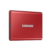 SAMSUNG T7 500GB, Portable SSD, up to 1050MB/s, USB 3.2 Gen2, Gaming, Students, & Professionals, External Solid State Drive (MU-PC2T0R/AM), Red