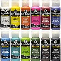 FolkArt PROMO830 Multi Satin Finish Acrylic Craft Paint Set Designed for Beginners and Artists, Non-Toxic Formula That Works on All Surfaces, 2 oz, 2 Fl Oz (Pack of 12), 12 Colors May Vary, 24