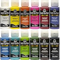 FolkArt PROMO830 Multi Satin Finish Acrylic Craft Paint Set Designed for Beginners and Artists, Non-Toxic Formula That Works on All Surfaces, 2 oz, 2 Fl Oz (Pack of 12), 12 Colors May Vary, 24