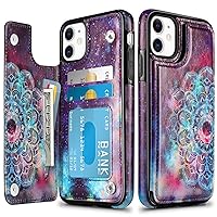 HianDier Wallet Case for iPhone 11 6.1-inch Slim Protective Case with Credit Card Slot Holder Flip Folio Soft PU Leather Magnetic Closure Cover for 2019 iPhone 11 iPhone XI, Mandala