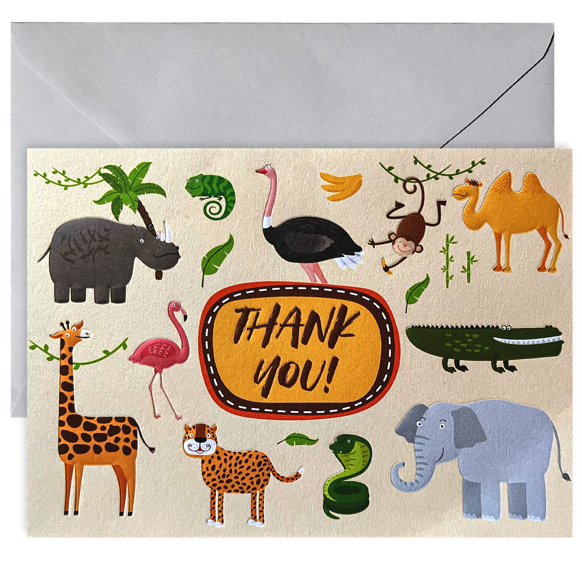 20 Pack Animal Baby Shower Thank You Cards with Grey Envelopes, Thank You Card for Birthday and Baby Events, Baby Thank You Cards, Kids Cute Thank You Cards Notes, Baby Shower Thank You Cards