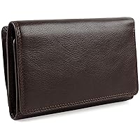 Visconti Women's Leather Medium Flap Over Purse Wallet By Heritage Gift Boxed One Size Chocolate