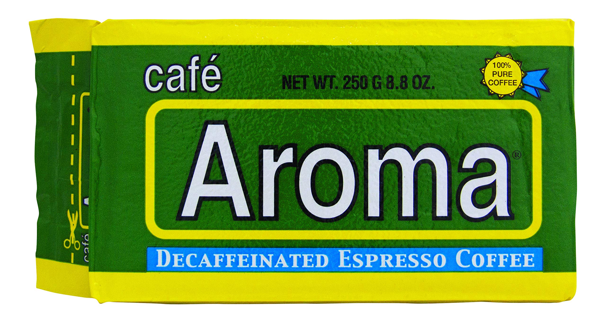 Decaf Ground Coffee - Premium Espresso from Cafe Aroma (Pack of 24) Cuban Style Decaffeinated Dark Roast Ground Coffee, Vacuum Pack 250g (8.83 oz)