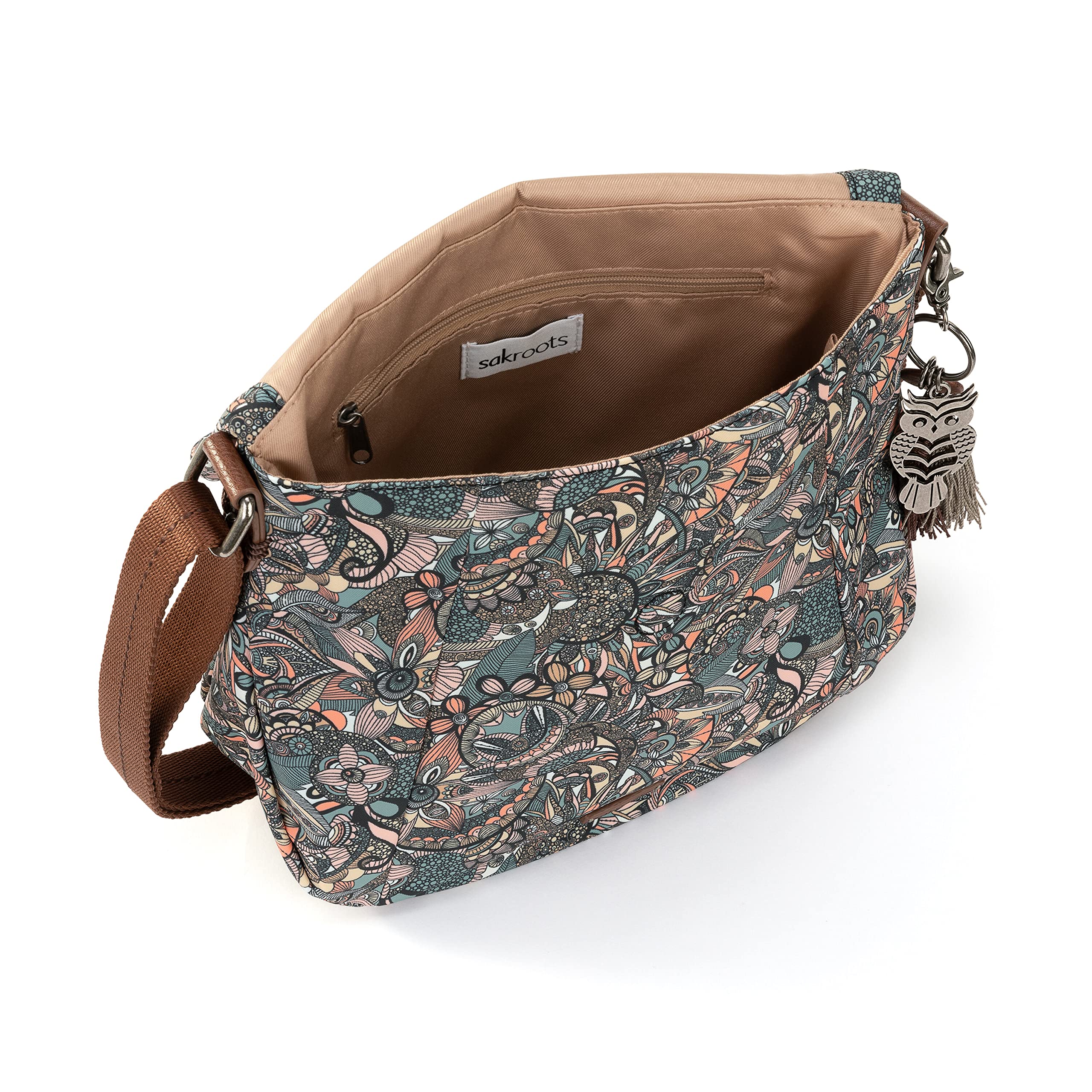 Sakroots Foldover Crossbody Bag in Eco-Twill with Adjustable Strap, Sienna Spirit Desert