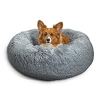 Best Friends by Sheri The Original Calming Donut Cat and Dog Bed in Shag Fur Gray, Medium 30