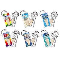 Cancun Keychains. 6 Piece Set. Authentic destination souvenir acknowledging where you've set foot. Genuine soil of featured location encased inside foot cavity. Made in USA.