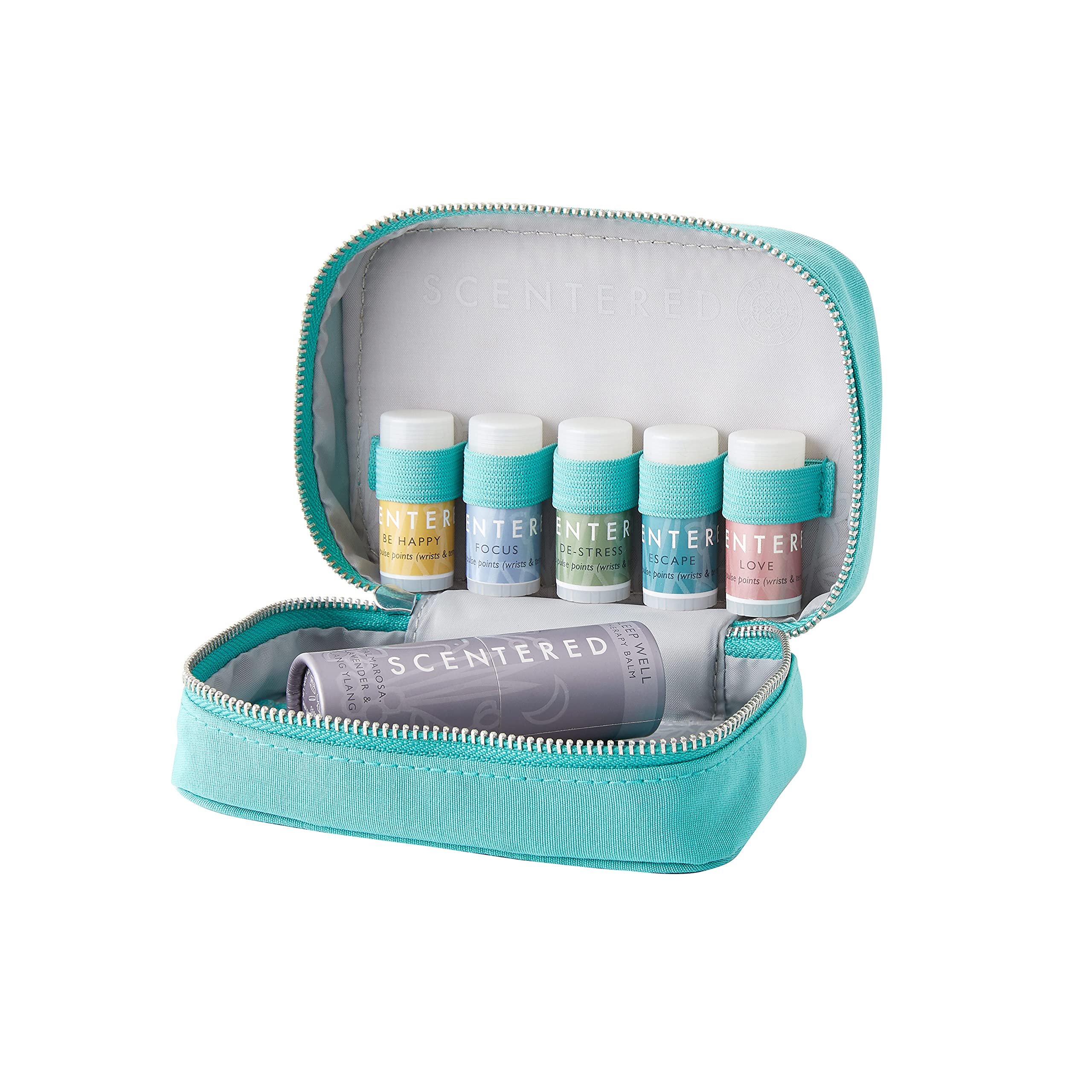 Scentered Daily Ritual Aromatherapy Balm Gift Set - Essential Oil Blends: 1 x Sleep Well (5g), 5 x Mini Balms: De-Stress, Focus, Happy, Escape & Love