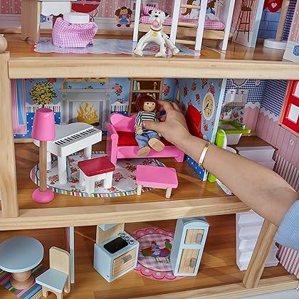 KidKraft Chelsea Doll Cottage Wooden Dollhouse with 16 Accessories, Working Shutters, for 5-Inch Dolls, Gift for Ages 3+