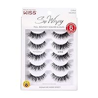 KISS Blowout, False Eyelashes, Pompadour', 16 mm, Includes 5 Pairs Of Lashes, Contact Lens Friendly, Easy to Apply, Reusable Strip Lashes, Glue On Lashes
