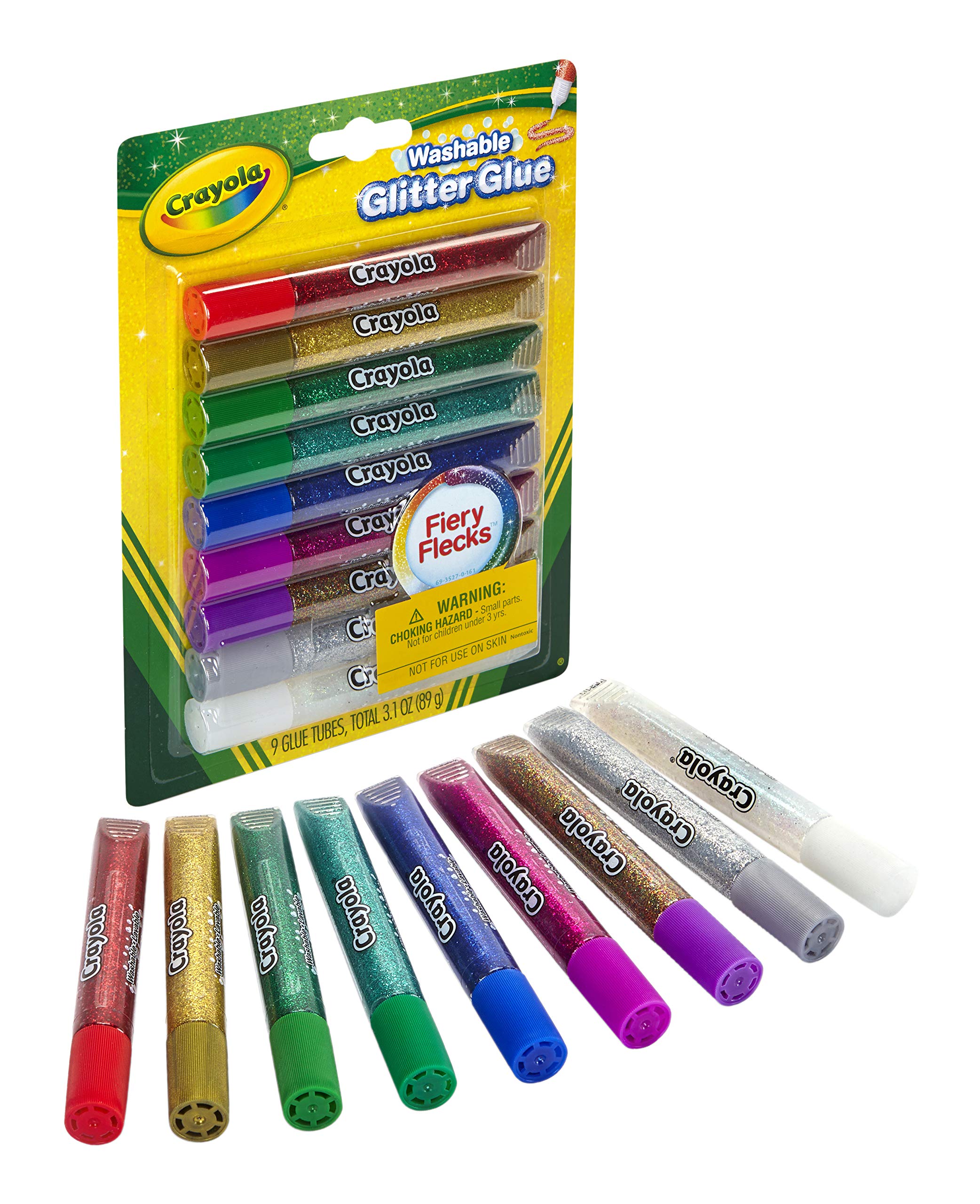 Crayola Washable Glitter Glue - Assorted Colours (Pack of 9) | Add Some Extra Sparkle to Your Arts & Crafts! | Ideal for Kids Aged 3+