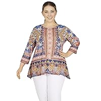 Ruby Rd. Womens Womens Plus-Size Mirror Print Sublimation Top
