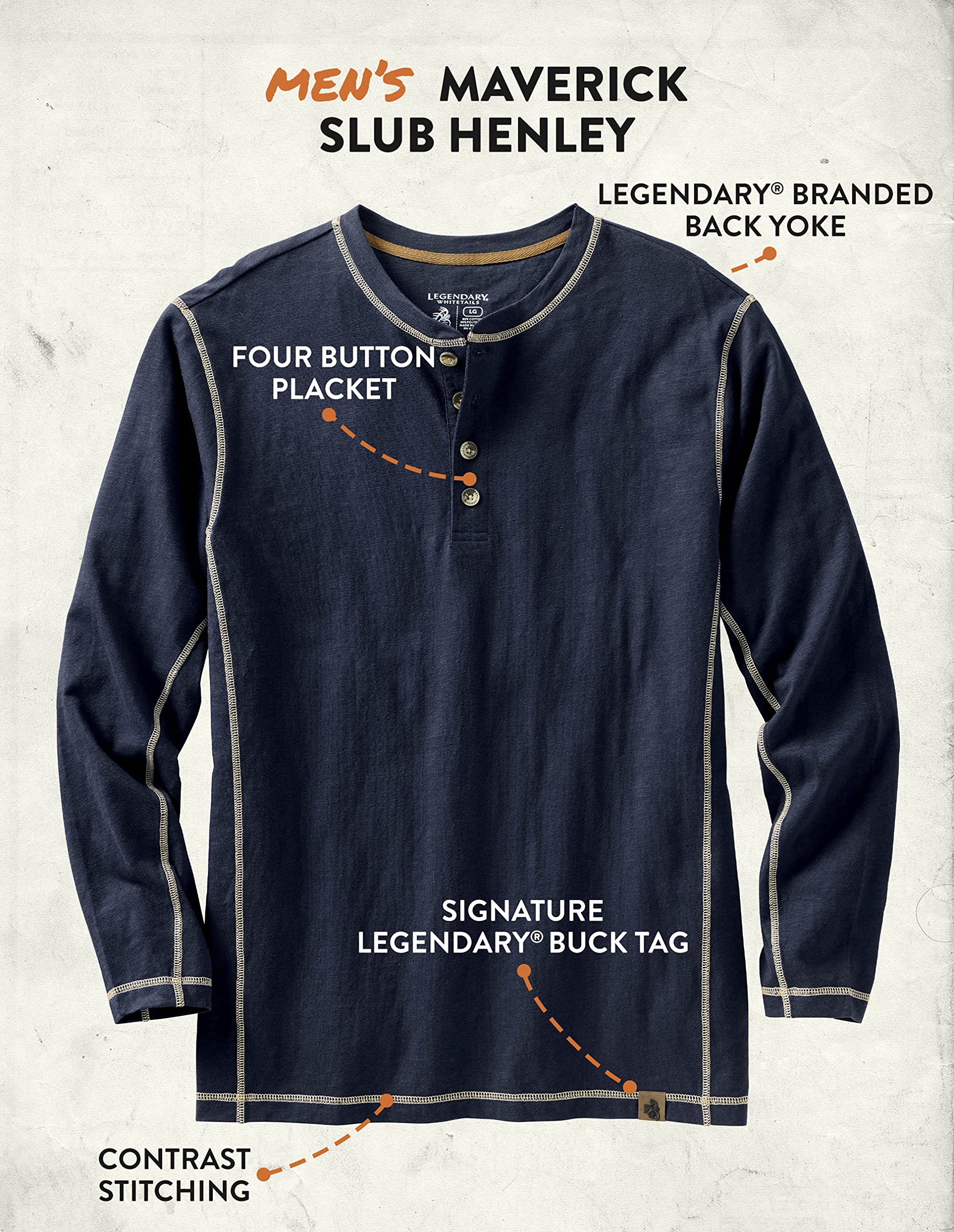 Legendary Whitetails Men's Maverick Slub Henley Shirt