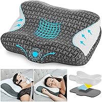 Elviros Cervical Memory Foam Pillow for Neck Pain Relief, CPAP Pillow for Side Sleeper All CPAP Masks User, Ergonomic Adjustable Height Orthopedic Neck Support Contour Bed Pillow (Dark Grey)