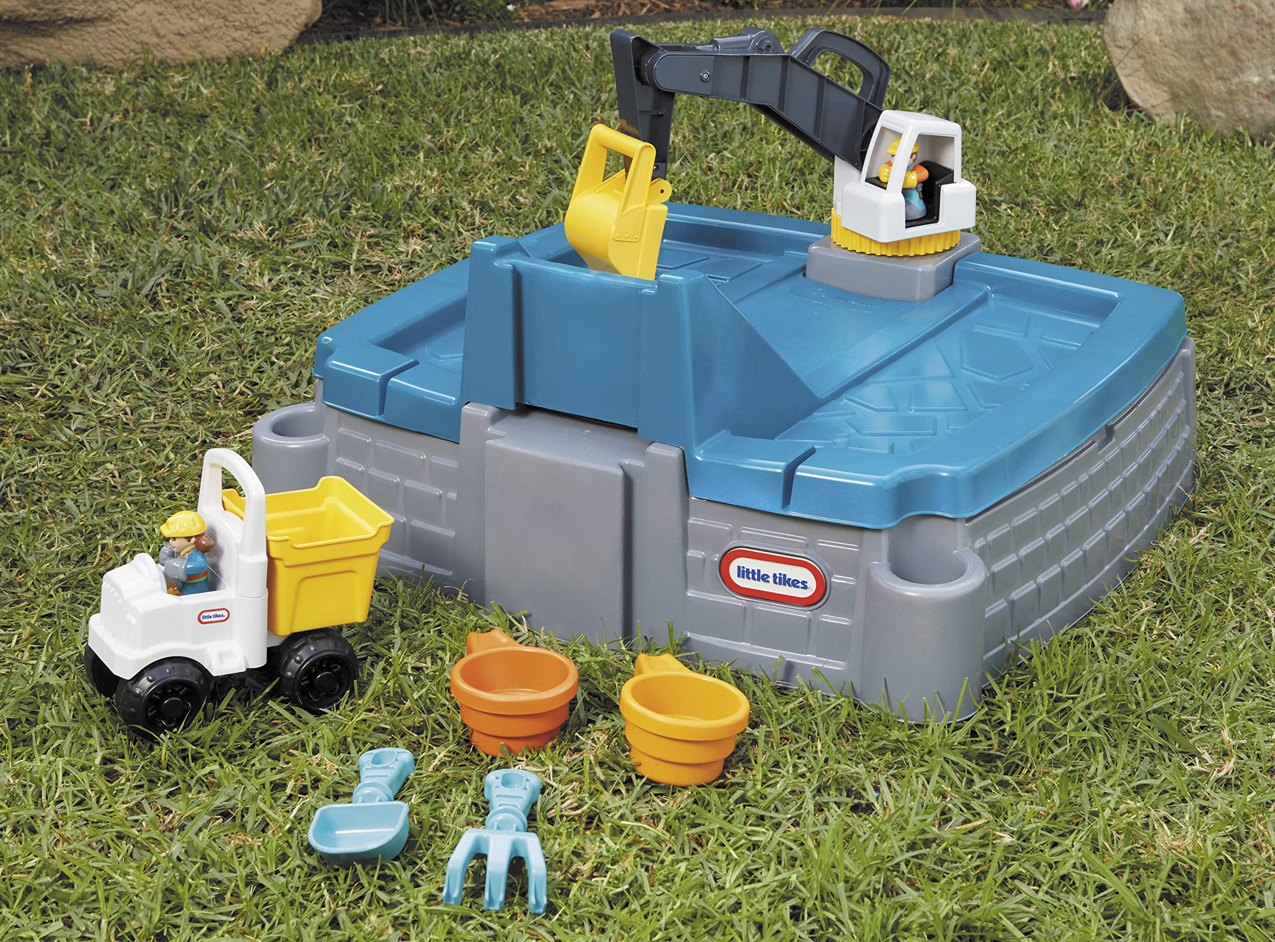 Little Tikes Dirt Diggers Excavator Sandbox for Kids, Including lid and Play Sand Accessories,Multicolor