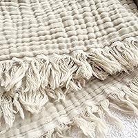 100% Organic Cotton Muslin Throw Blanket for Bed, Couch, 90