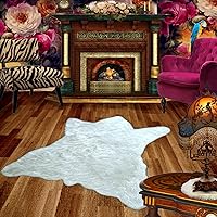 Bear Skin Rug - White Shag - Faux Fur - Realistic - Life Size Original (5'x7')