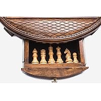 Big Round Chess Set with Storage Luxury Unique Chessboard Inlaid Chess Large 23.6 inch