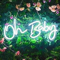 Oh Baby Neon Sign, Dimmable Oh Baby LED Sign, Reusable Oh Baby Neon Light Sign for Backdrop Baby Shower Decorations - Gender Reveal & First Birthday Favors,Birthday Party, Children's day Gifts - White