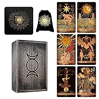 Deluxe Set of Black Tarot Cards, Dark Wooden Box, Cloth and Bag. 78 Tarot Deck, Original Tarot Cards for Beginners and Experts with Guide Book.