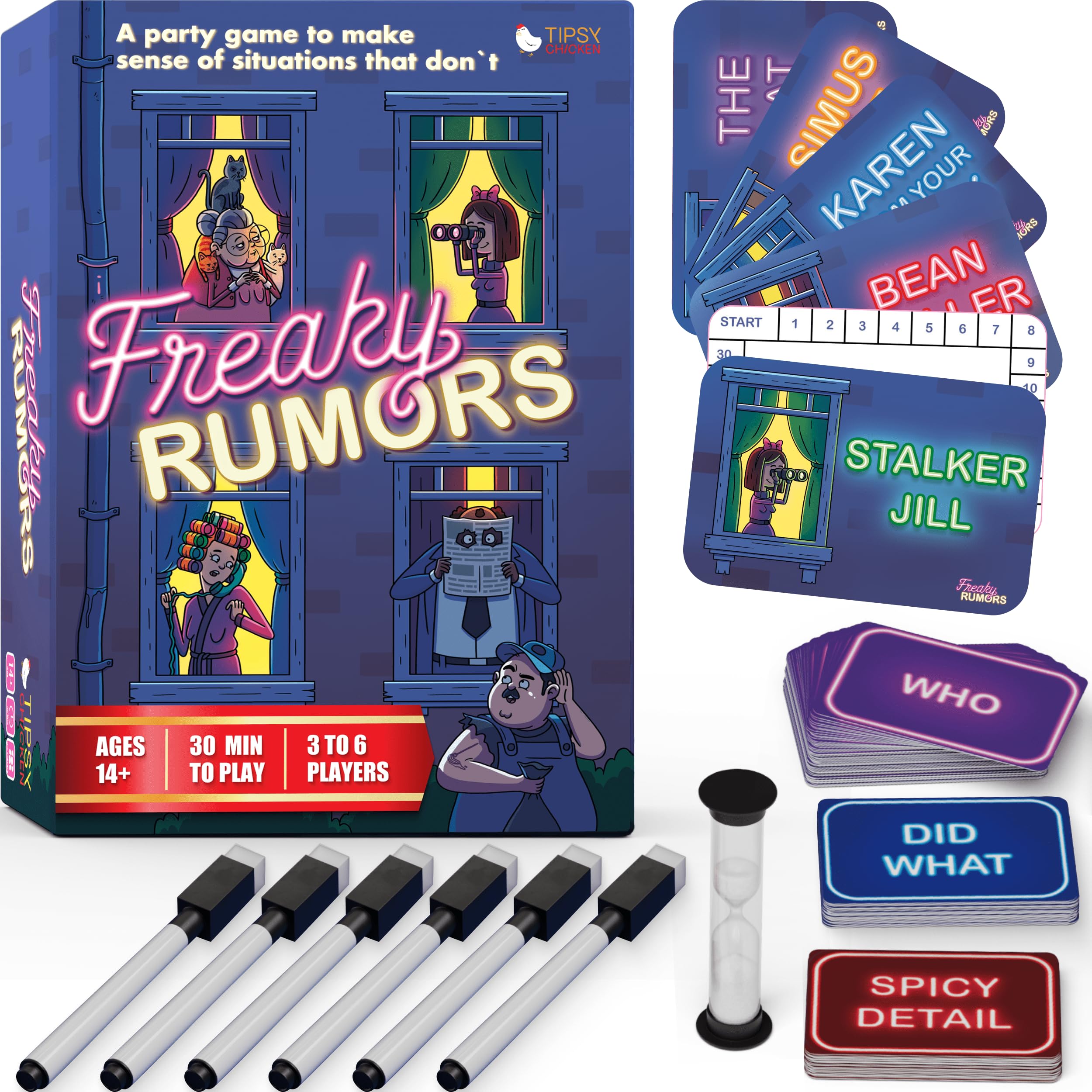 Freaky Rumors Against Reality — A Hilarious Party Games for Social Gatherings (3-6 Players), Ice Breaker Card Games for Adults & Family Game Night, Fun Board Game for Teens, Adults & Families