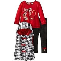 Kids Headquarters Baby Girls' Check Hooded Vest with Top and Pants