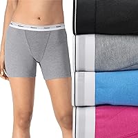 Originals Women’s Mid-Thigh Boxer Brief Pack, Stretch Cotton Underwear, 4-Pack