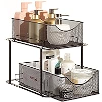 Sorbus 2 Tier Under Sink Bathroom Organizers and Storage, Strong Steel Mesh Sliding Drawers for Enhanced Bathroom Storage, Bathroom Organization and Storage & Under Kitchen Sink Organizer (Bronze)