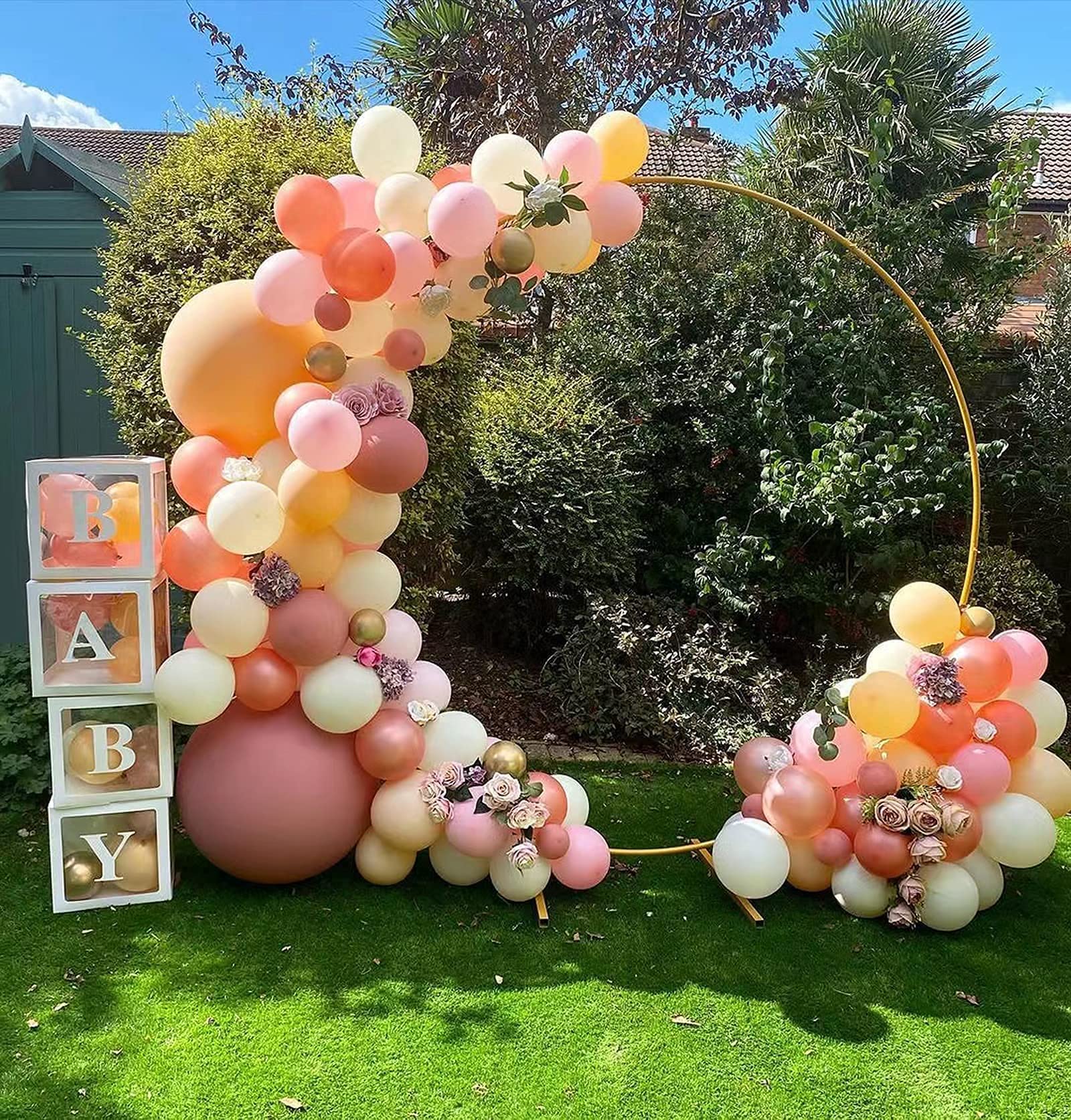 Round Golden Metal Circle Balloon Arch kit Decoration for Wedding Decoration Birthday Event Party Supplies Graduation Decorations and Photo Background Decoration