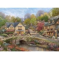 Ceaco - Silver Select - Thomas Kinkade - Summer in Cobblestone Village - 1000 Piece Jigsaw Puzzle for Adults Challenging Puzzle Perfect for Game Nights - Finished Size 26.75 x 19.75