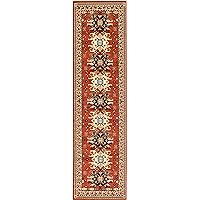 Unique Loom Taftan Collection Border Geometric Tribal Inspired Design Area Rug, 2 ft 7 in x 10 ft, Terracotta/Ivory