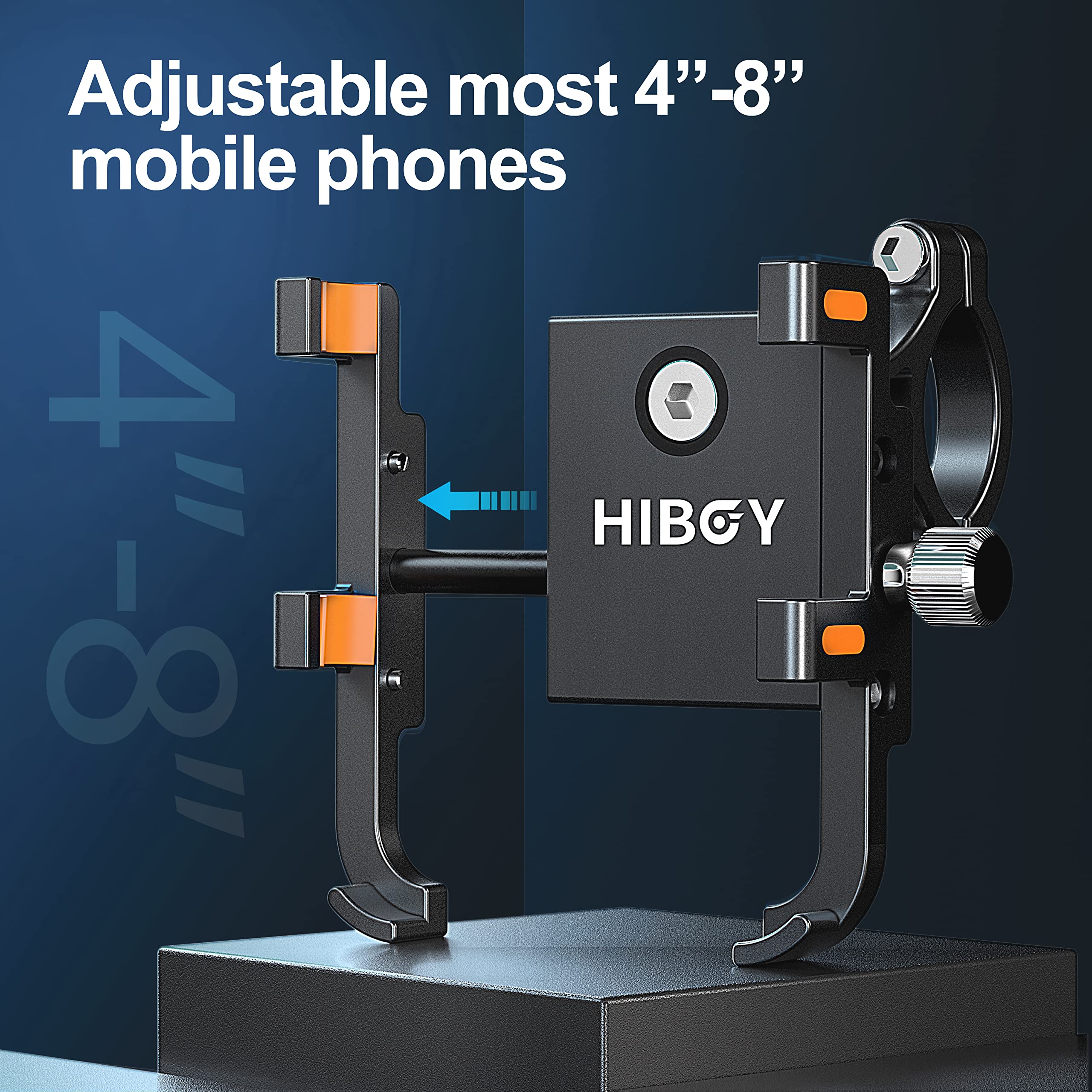 Hiboy Motorcycle Phone Mount, Adjustable Bike Phone Mount, 360° Rotation Phone Holder for Electric Scooter, Mountain, Dirt Bikes, Compatible iPhone & Android