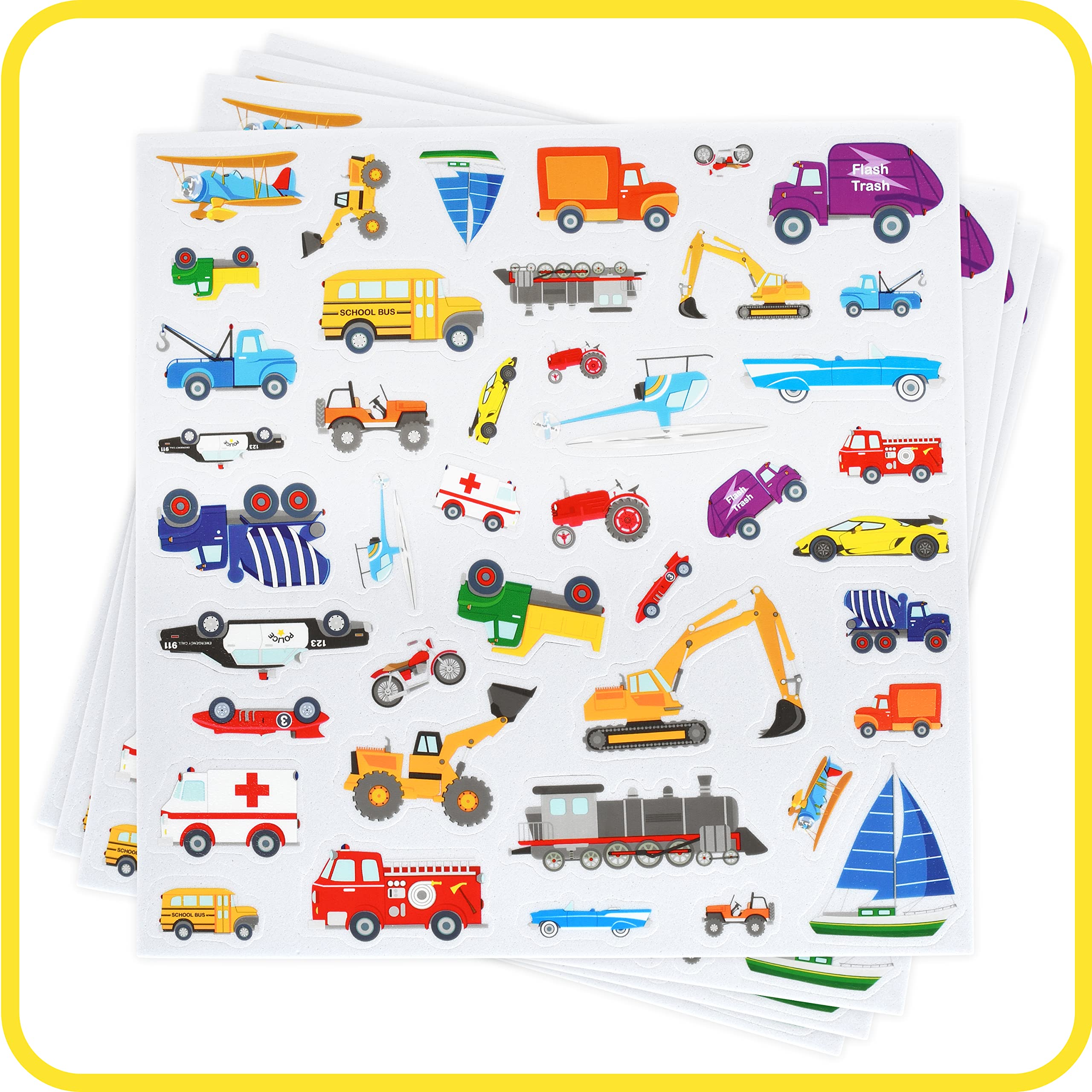 READY 2 LEARN Foam Stickers - Transport - Pack of 168 - Self-Adhesive Stickers for Kids - 3D Puffy Transport Stickers for Laptops, Party Favors and Crafts