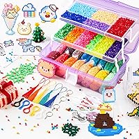 25000 Fuse Beads Kit with 3 Layers Portable Storage Box, 26 Color 5MM Iron Beads Set with 127 Patterns, 6 Pegboards, 10 Ironing Paper, 5 Tweezers, 66 accessories, Gifts for Birthday Christmas
