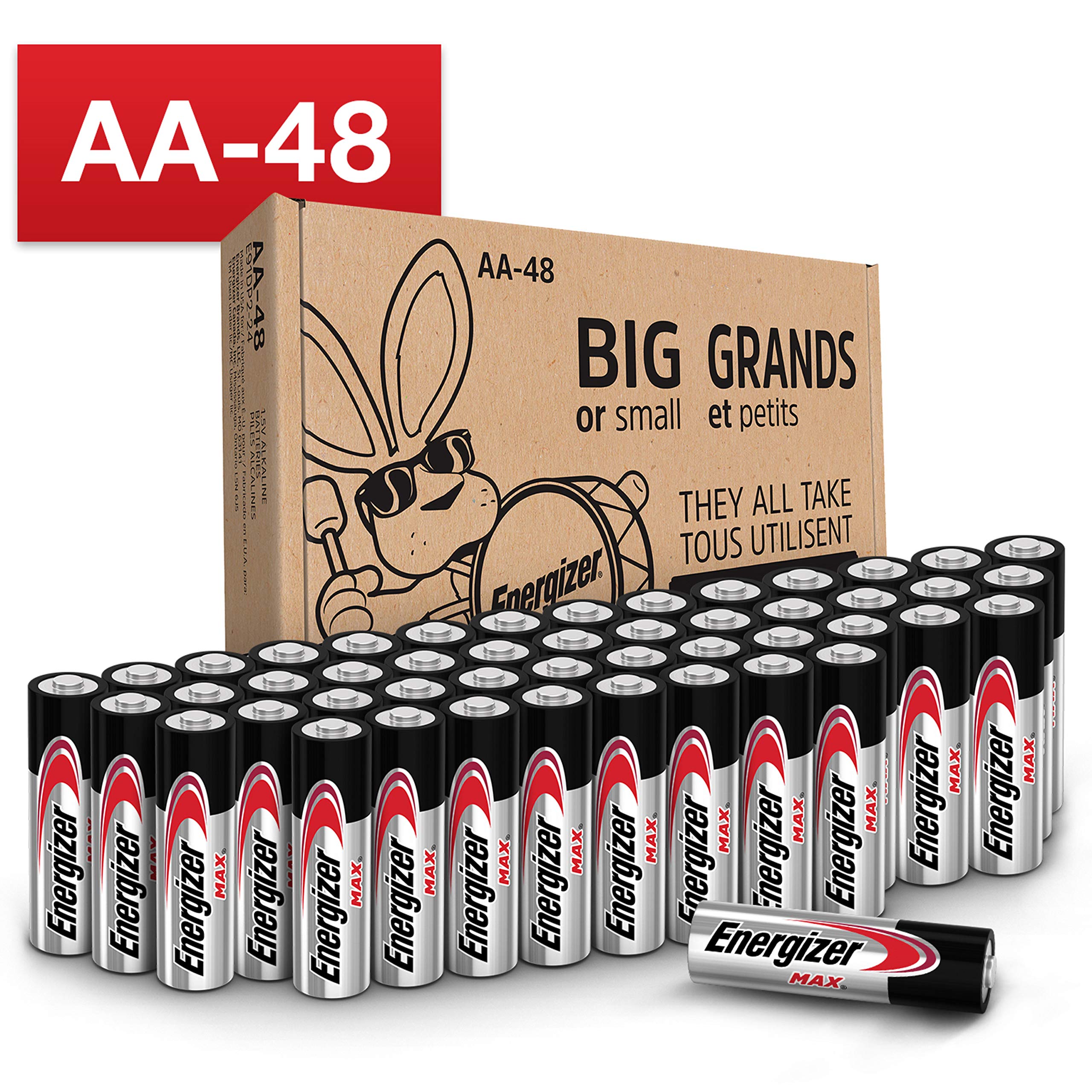 Energizer AA Batteries, Max Double A Battery Alkaline, 48 Count