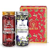 BLUE TEA - Herbal Tea Gift Pack - Butterfly Pea Flower Tea (0.8Oz) and Hibiscus Flower Tea (1.7 Oz) | WELLNESS GIFT | Flower Based | Caffeine Free Tea | Fathers Day Gift for Dad from Daughter & Son