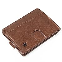 Ethically Sourced Slim Minimalist Bifold Wallet for Men and Women. RFID Blocking with Money Clip and Pull Tab Combo. 14 Card Holder.