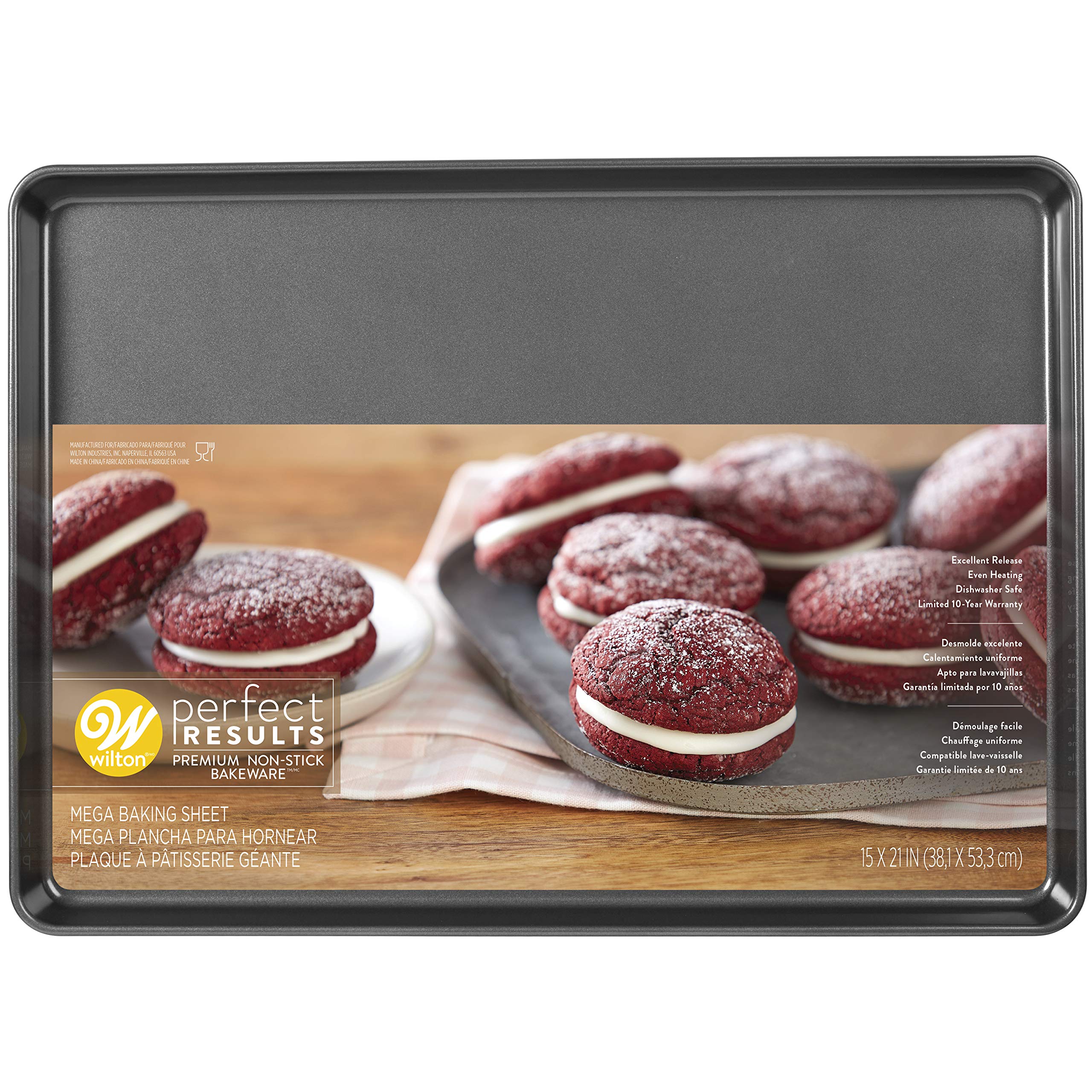 Wilton Perfect Results Premium Non-Stick Bakeware Mega Cookie Sheet, 15 x 21-Inch, Steel