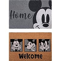 Gertmenian Mickey Mouse Coir Front Door Mat (2-Pack) for Home Entrance Retro Welcome Mat Disney Home Decor 20