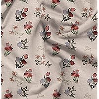 Soimoi Cotton Cambric Beige Fabric by The Yard - 42 Inch Wide - Florals, Leaves Print Fabric - Elegant & Beautiful Patterns for Fashion and Home Decor Printed Fabric