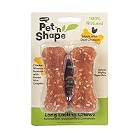 Pet 'n Shape Long Lasting Chewz Dog Treats - Chicken Wrapped Rawhide - 2 Bones, 4-Inch Long