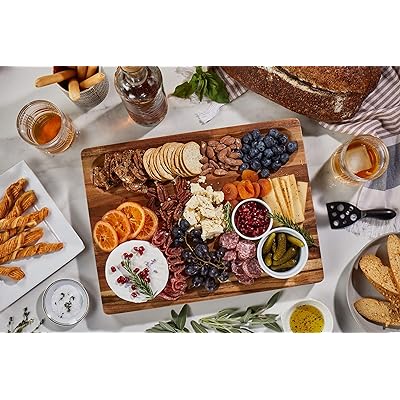 Sonder Los Angeles, Thick Sustainable Acacia Wood Cutting Board for Kitchen  with Juice Groove, Sorting Compartment, Charcuterie 16x12x1.5 in (Gift Box