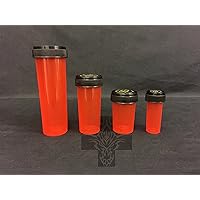 Dram 4 Pack Reversible Black LID Containers 60, 30, 20, 08 DR Rx Pill Pharmacy Vials Crafts Coins Storage Vitamins Medicine MMJ 420 Jar Bottle (RED)