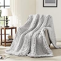 L'AGRATY Chunky Knit Blanket Throw,Soft Chenille Yarn Throw Blanket 50x60，Handmade Thick Cable Knit Crochet Blanket,Large Knit Blanket Chunky Yarn,Rope Knot Throw Blanket for Couch Sofa Bed Home Decor