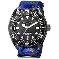 Nautica Men's 'Portofino' Quartz Stainless Steel and Nylon Casual Watch, Color:Blue (Model: NAPPRF002)