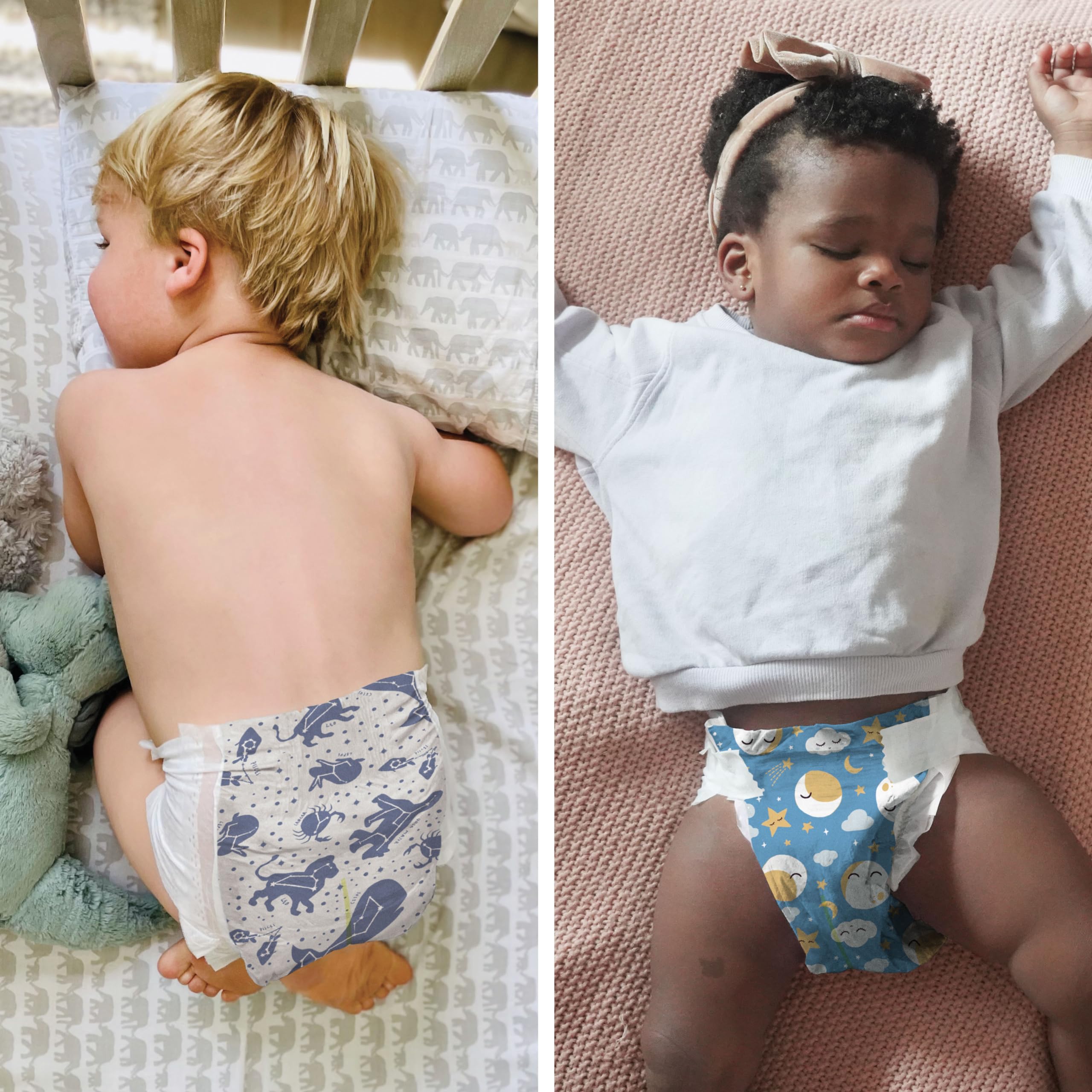 The Honest Company Clean Conscious Overnight Diapers | Plant-Based, Sustainable | Cozy Cloud + Star Signs | Club Box, Size 5 (27+ lbs), 40 Count