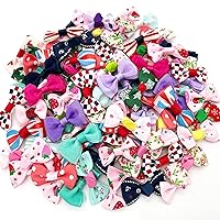 100 Pcs Mini Grosgrain Ribbon Bow Flowers Craft Ribbon Bow Appliques Small Bows for Crafts DIY, Sewing, Girls Hair Clips, Baby Headbands, Gift, Party Decor (Assorted Color)