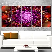 Purple Glowing Crystals in Space Modern Floral Wall Artwork, 60x28-5 Equal Panels