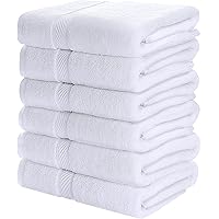 6 Pack Medium Bath Towel Set, 100% Ring Spun Cotton (24 x 48 Inches) Lightweight and Highly Absorbent Quick Drying Towels, Premium Towels for Hotel, Spa and Bathroom (White)
