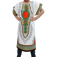 RaanPahMuang Brand Child Dashiki White Afrikan Full Kaftan Throw Over Outfit