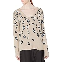 cupcakes and cashmere Women's Zoe Leopard Jacquard Ovesized V-Neck